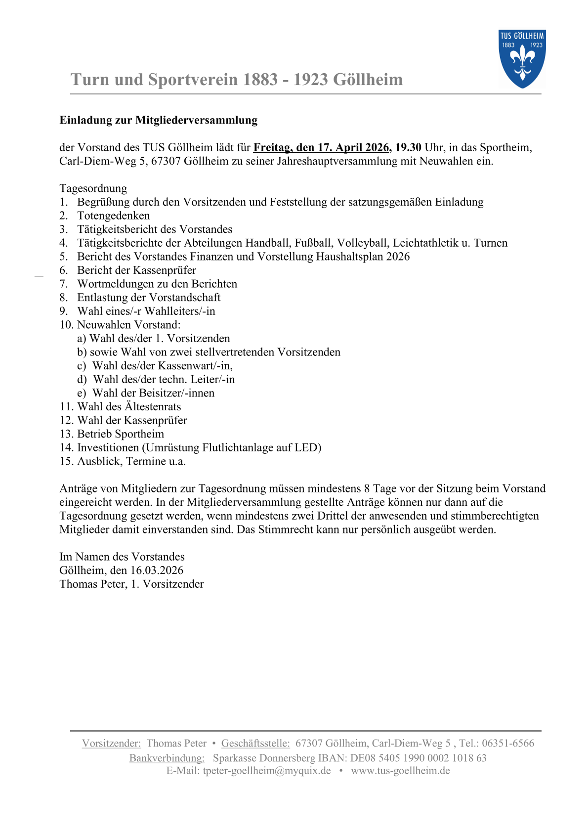 TuS Gollheim Mitgliederversammlung 2026 1